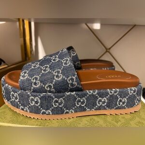 Gucci Denim Platform Clogs